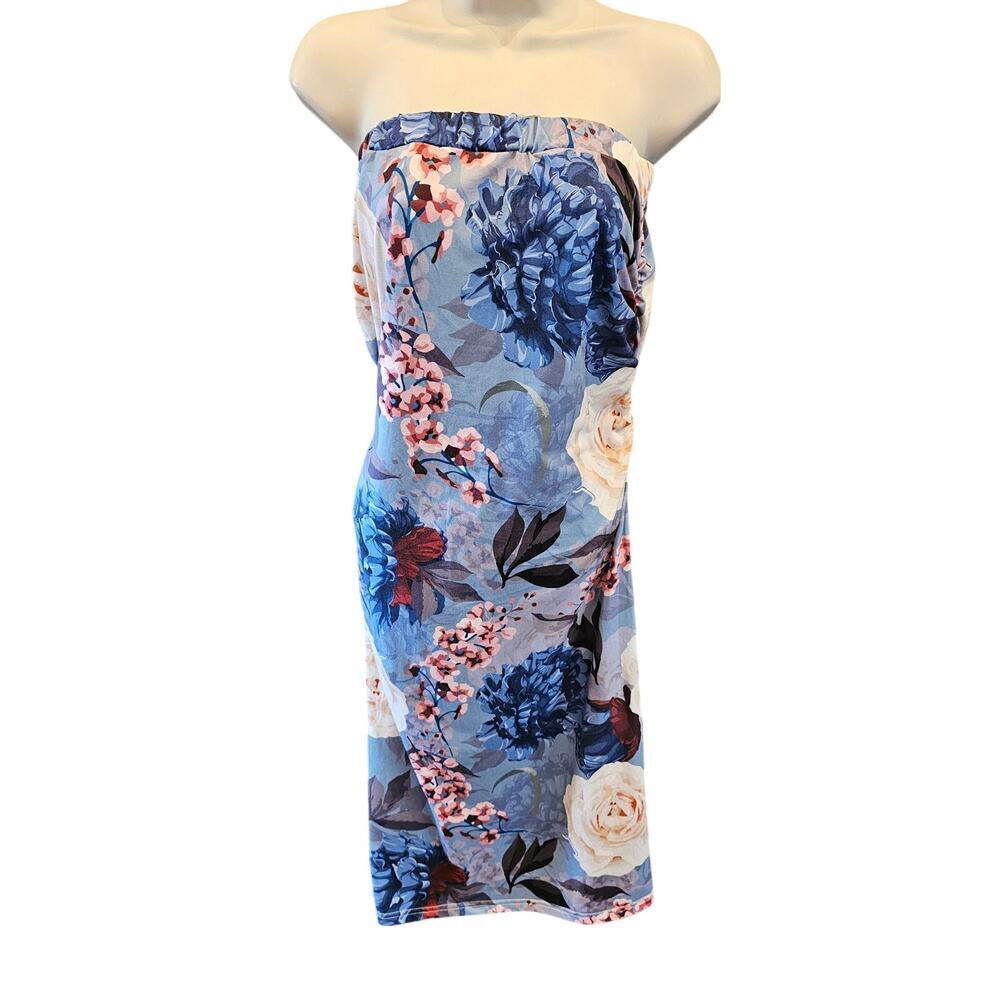 Loveu romantic bodycon coquette strapless dress stretch soft floral XL juniors